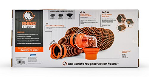 Camco Rhinoextreme 15Ft Rv Sewer Hose Kit, Includes Swivel Fitting And Translucent Elbow With 4-In-1 Dump Station Fitting, Crush Resistant, Storage Caps Included - 21011 #TOP2
