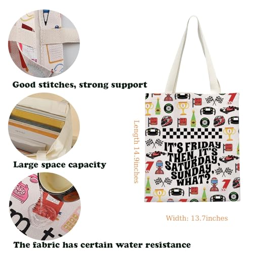KUIYAI Racing Lovers Tote Bag Sunday Racing Shoulder Bag Checkered Flag Gift Game Day Gift Racer Team Canvas Bag2