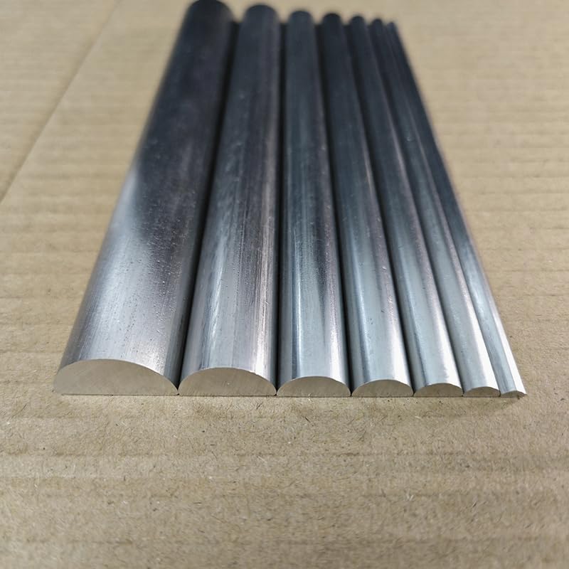 19.7 Inch Length 304 Stainless Steel D-Shaped Rod Semicircular Solid Rod for Woodworking DIY Manufacturing Nut Gasket Lathe Processing (Silver, 20PCS/3MMX6MMX50CM)