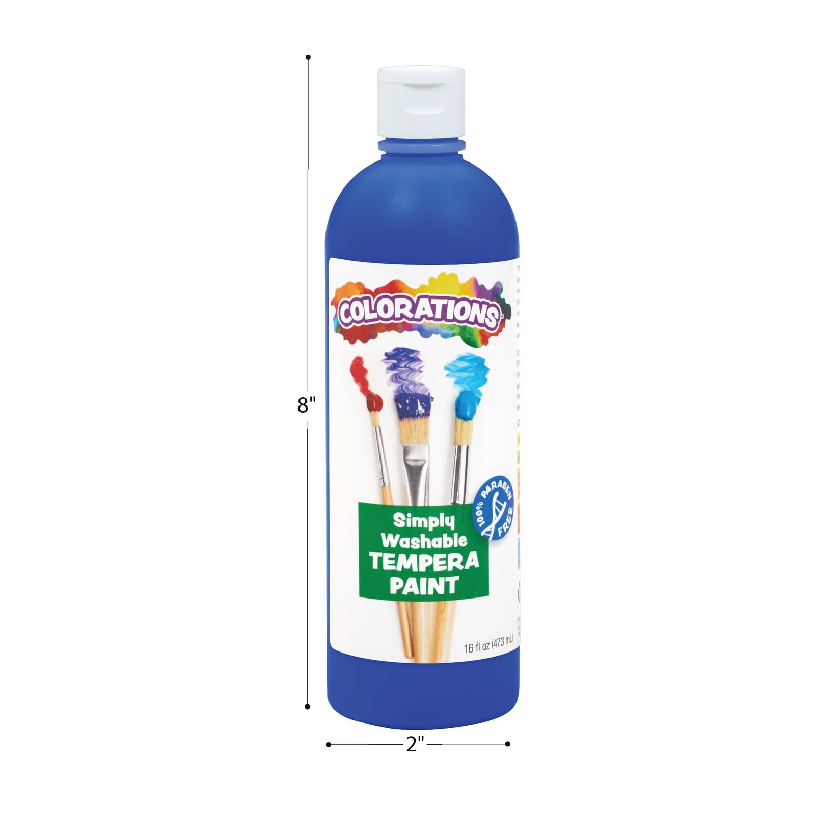 Colorations Paraben-Free Simply Washable Tempera Paint, Rainbow Plus 8 Pack, Matte Finish, Classroom Supplies, Vibrant Colors, Non-Toxic, Washes Off Easily, School, Craft, Art Supply Set, Each 16oz