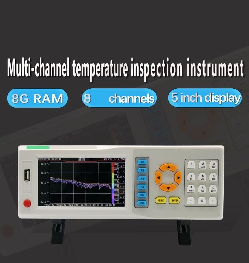 Registrador de datos de temperatura de 8 canales, LCD de 5" con monitoreo en tiempo real for monitoreo de temperatura de laboratorio industrial