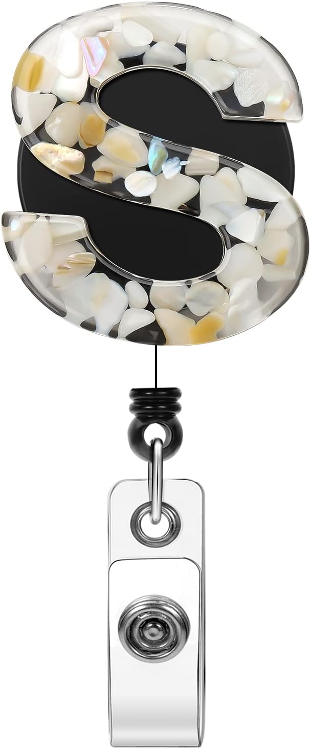 Soleebee 1 Pack Retractable Badge Reel, 24'' Retractable Badge Holder with 360° Swivel Alligator Clip Letter ID Name Badge Clip for Nurse Doctor Teachers Students Badge Reel (S)