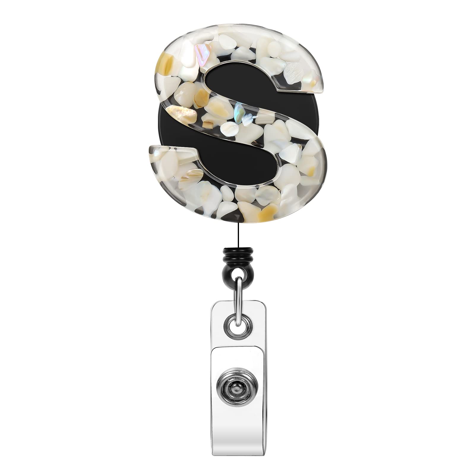 1 Pack Retractable Badge Reel, 24'' Retractable Badge Holder with 360° Swivel Alligator Clip Letter ID Name Badge Clip for Nurse Doctor Teachers Students Badge Reel (S)