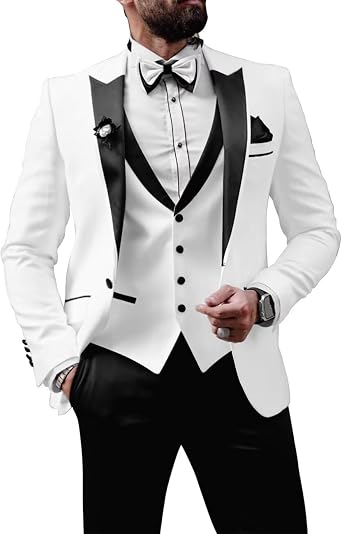 Mens Tuxedo Suits Slim Fit 3 Piece Formal Suit for Men Wedding Prom Suits with Tie