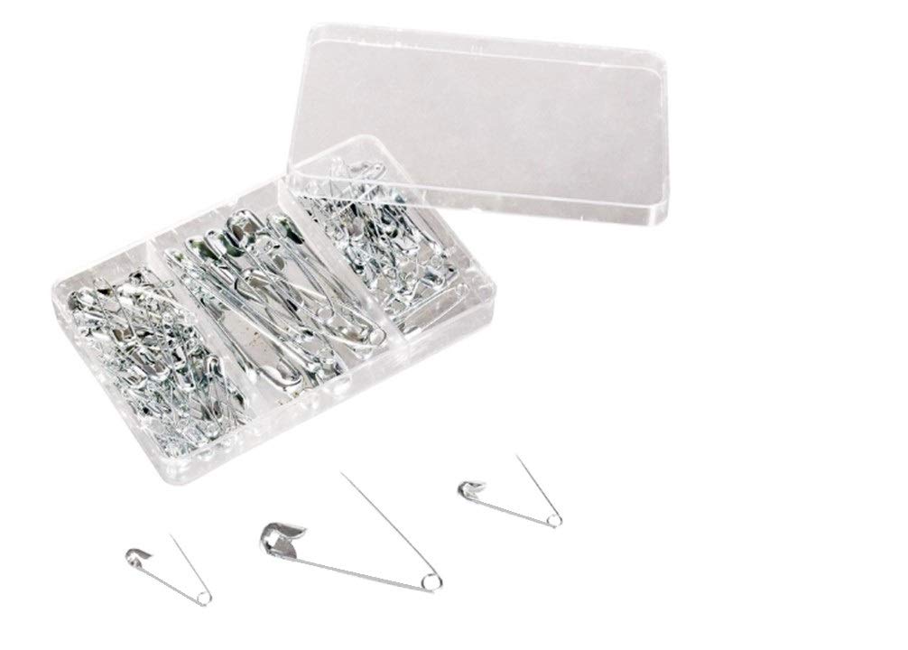 Crafters Square Safety Pins, Assorted Sizes, 100 Count, 3 Sizes 0.75 in, 0.875 in and 1.5 in (2 Pack) Total of 200