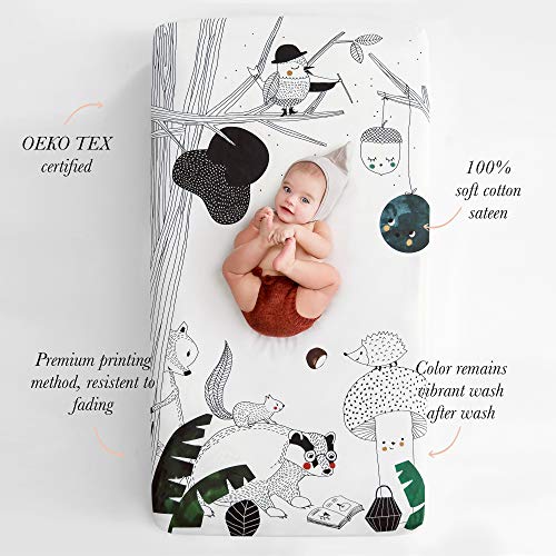 Rookie Humans 100% Cotton Sateen Fitted Crib Sheet: Woodland Dreams. Use As A Photo Background For Your Baby Pictures. Standard Crib Size (52 X 28 Inches). (Standard Cotton Sateen) #TOP1
