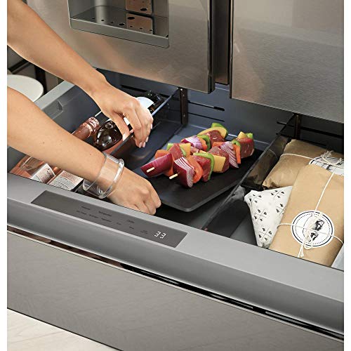 Cafe CVE28DM5NS5 27.8 cu. ft. Smart 4-Door French Door Refrigerator in Platinum Glass, ENERGY STAR on Fridge.com