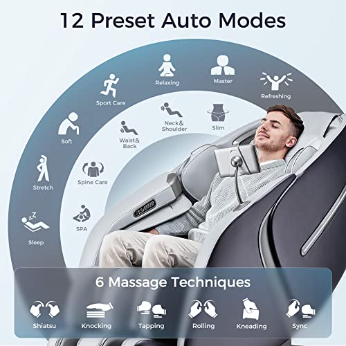 Fitssage Massage Chair Sl Track Massage Chair Recliner, Zero Gravity Full Body Airbag Massage Chair With Body Scan Bluetooth Heat Touch Screen Foot Roller Handrail Shortcut Key, R8663 Gary #TOP2