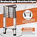 HBTower Teleskopleiter 3,2 m aus Aluminium, Klappbare Ausziehleiter mit Rutschfesten Füßen, Leicht & Kompakt, Tragkraft 150 kg, Ideal für Deckenarbeiten & Dachböden, Silber