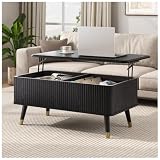 JOINICE 38' Lift Top Coffee Table with Storage for Living Room,Black