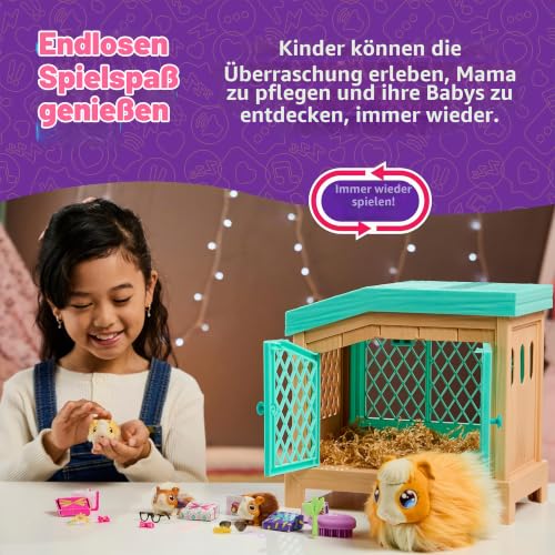 LLP Little Live Pets – Mama Surprise | Interaktives Mama-Meerschweinchen mit Stall und 3 Überraschungsbabys. Über 20 Geräusche und… – Ansicht 6