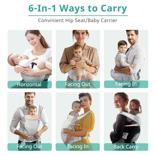 Baby Carrier, Newborn to Toddler(25-60 lbs), Adjustable Detachable 6-in-1 Ergonomic Toddler Carrier, Easy-to-Use, Front & Back Carry & Baby Hip Carrier for Hands-Free Parenting - Image 6