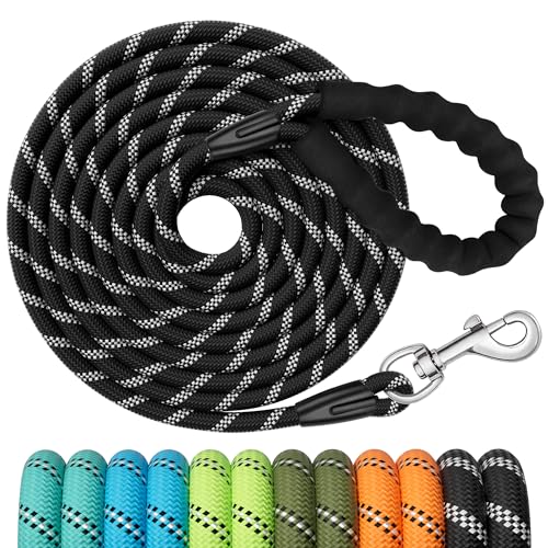 X XBEN Training Leads for Dogs 15M/49FT Strong Rope Long line Dog Lead Leash with Soft Padded Handle and Heavy Duty Hook