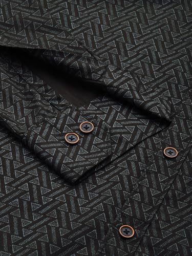 Image of Majestic Man Custom Geometric Printed Pure Cotton Slim Fit Casual Shirt