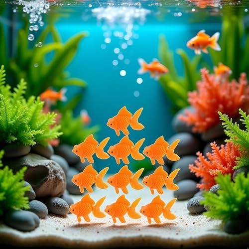 Image of 10Pcs Orange Aquarium Fish Bowl Tank Artificial Floating Plastic Decor Goldfish Ornament Fish Tank Decoration Aquarium Decor Thematic Ornaments