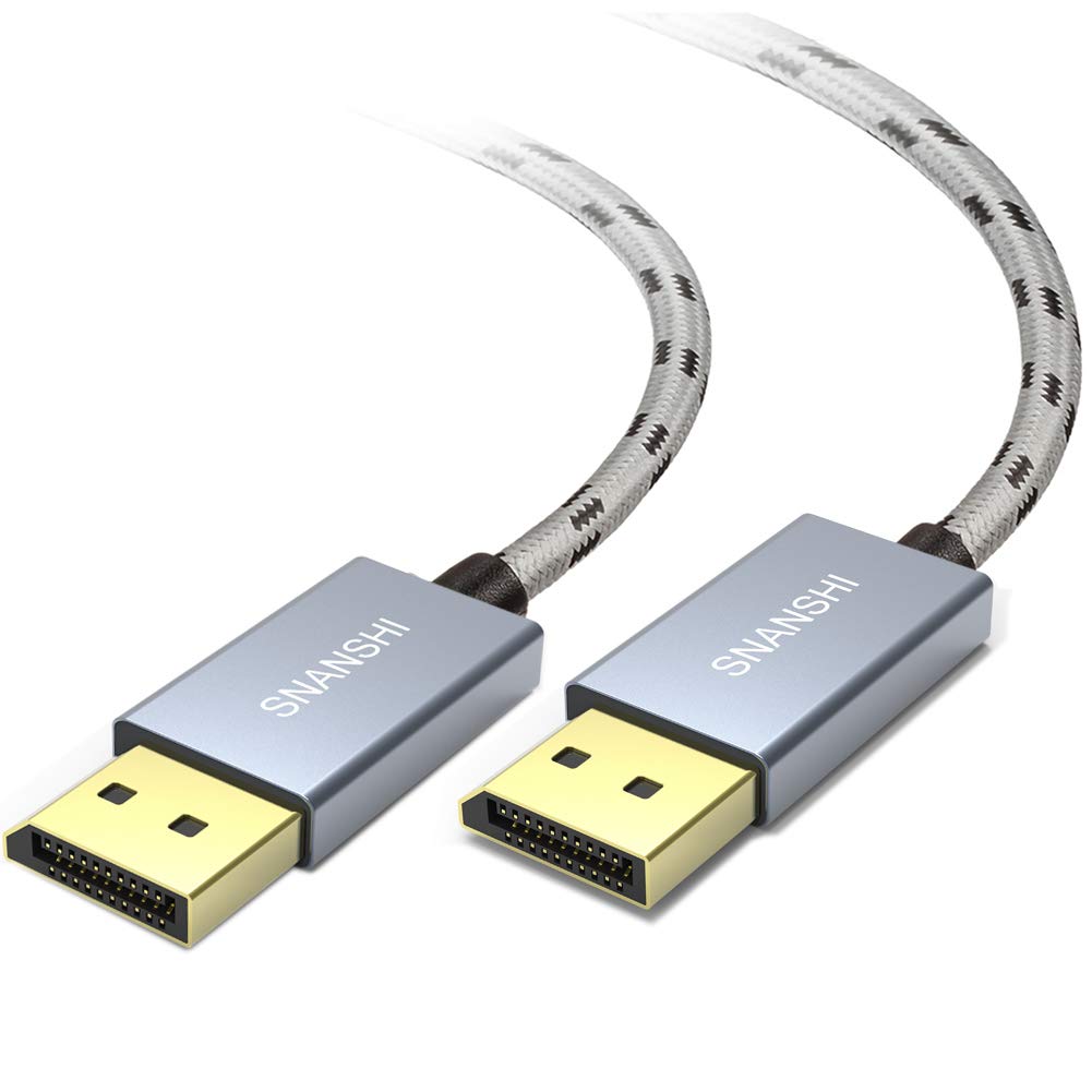 SNANSHI DisplayPort Cable 6 ft, 4K DP to DP Cable Nylon Braided -(4K@60Hz, 2K@144Hz) Display Port Cable Ultra High Speed DisplayPort to DisplayPort Cable for Laptop PC TV -Grey