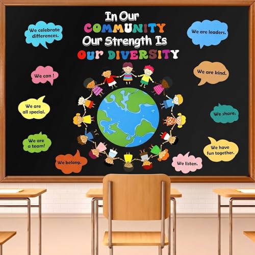 Image of Eersida Classroom Bulletin Board Sets Bulletin Board Decoration Set Classroom Decor for Library School Window Wall Door Decor Home Office(Our Strength is Our Diversity)