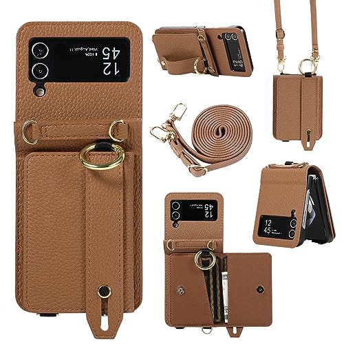 Coque pour Samsung Galaxy Z Flip 3 avec anneau support et fentes pour cartes