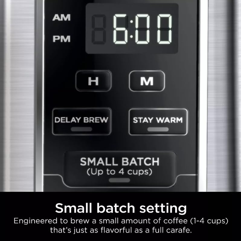 Niinjaa 12 Cup Programmable Coffee Brewer, 2 Brew Styles, Adjustable Warm Plate, 60 oz Water Reservoir, Delay Brew, color Black/Stainless Steel (model CE 251) — view 4
