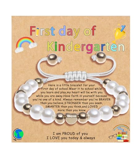 Image of First Day of Preschool Bracelet Back to School Gifts for Kindergarten / Preschool / School Gift Mama and Mini Adjustable Mother Daughter Bracelets as Supplies for Girls to Relieve Study Anxiety