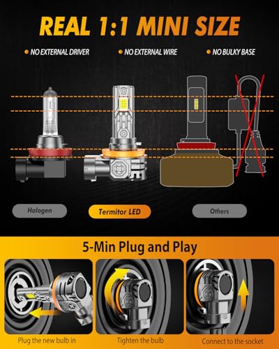 Image of FAHREN H11 9005 Light Bulbs Combo, 150,000LM 1800% Brighter, 6500K Cool White H9 /H8 HB3 High /Low, 10-Year Service Life with Cooling Fan, 1:1 Halogen-Replacement, No-Polarity Plug N Play, Pack of 4
