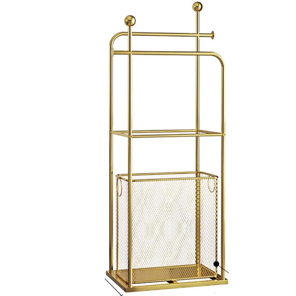 Freestanding Towel Rack Bedroom Standing Towel Rack Metal 2-Tier Stand With Storage And Laundry Basket For Bathroom Washcloths Holder Stand