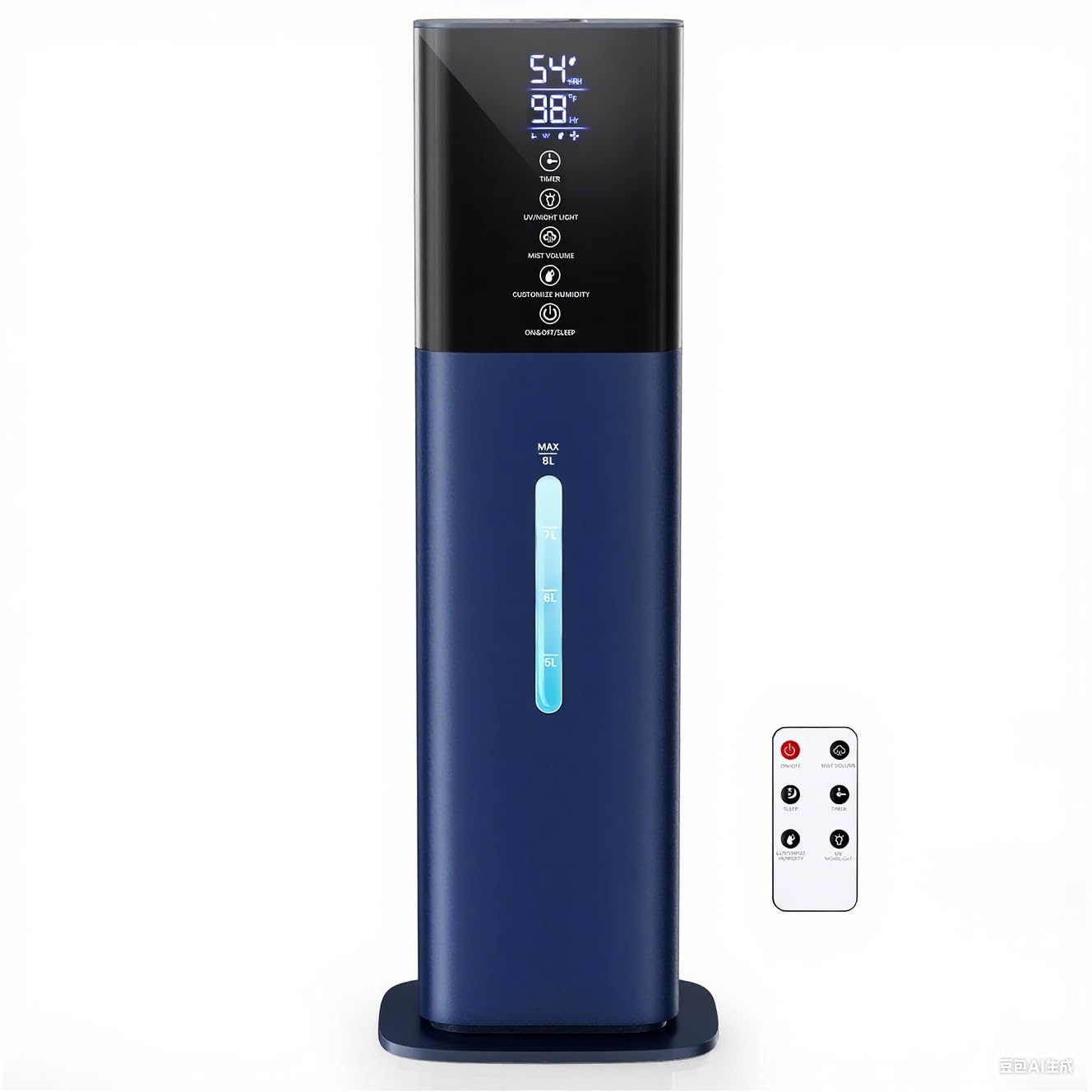 Humidifiers Large Room Bedroom with 7 Colors Light, 2.1Gal(8L) 3 Speed Quiet Ultrasonic Cool Mist Humidifier with 360° Nozzle, Humidity Setting, Timer,Aroma Box for Home Plant Baby Yoga Sleep (Blue)