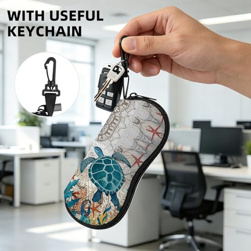 Image of Sunglasses Soft Case, Cute Ultra Light Portable Neoprene Zipper Eyeglass Glasses Case with Belt Clip for Men Women