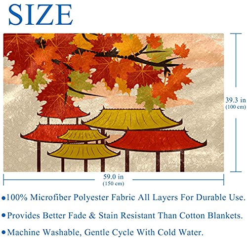 Couverture feuille d'érable japonais 150x100 cm douce pour lit et canapé