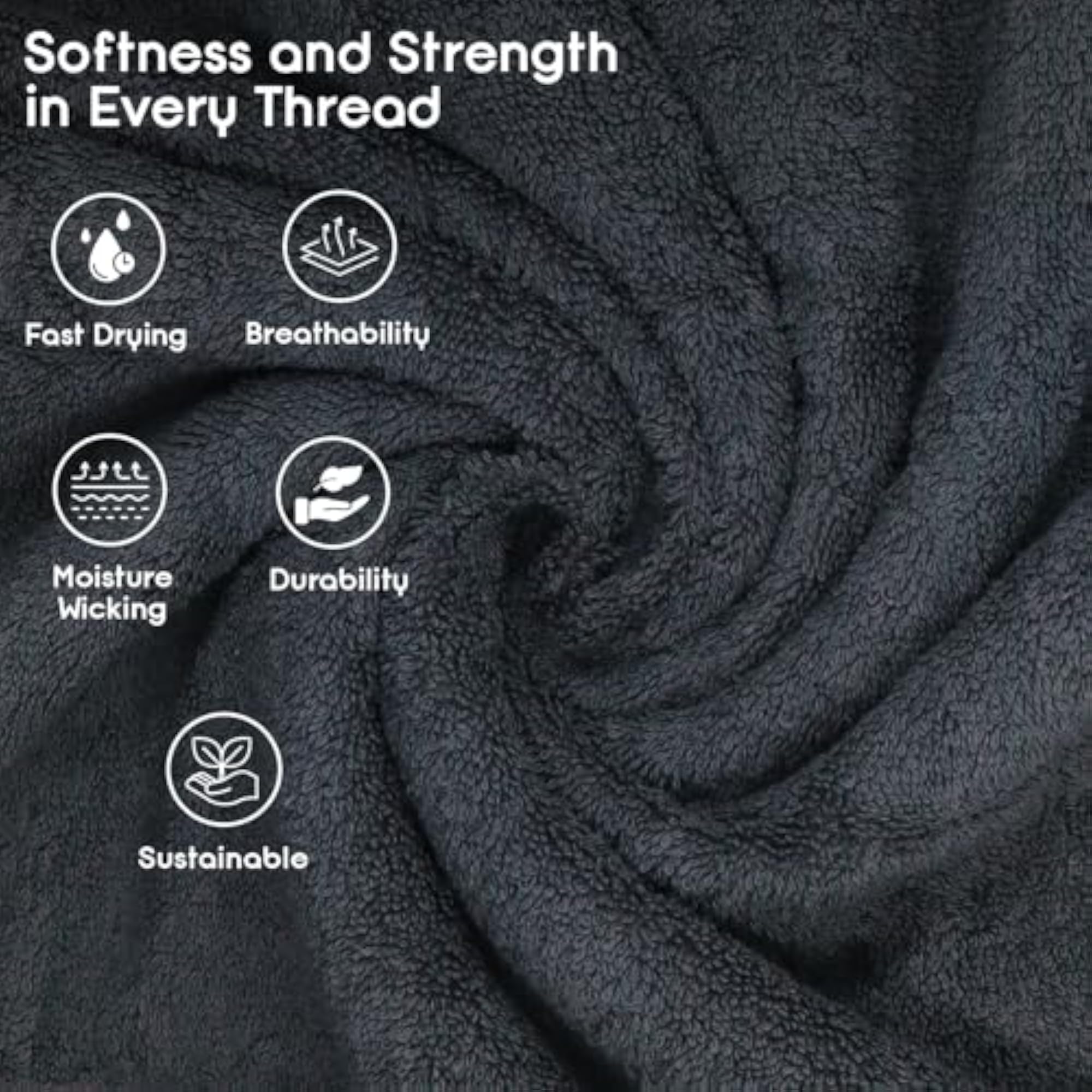 Large Premium Bamboo Cotton Bath Towels, 4 Piece Set