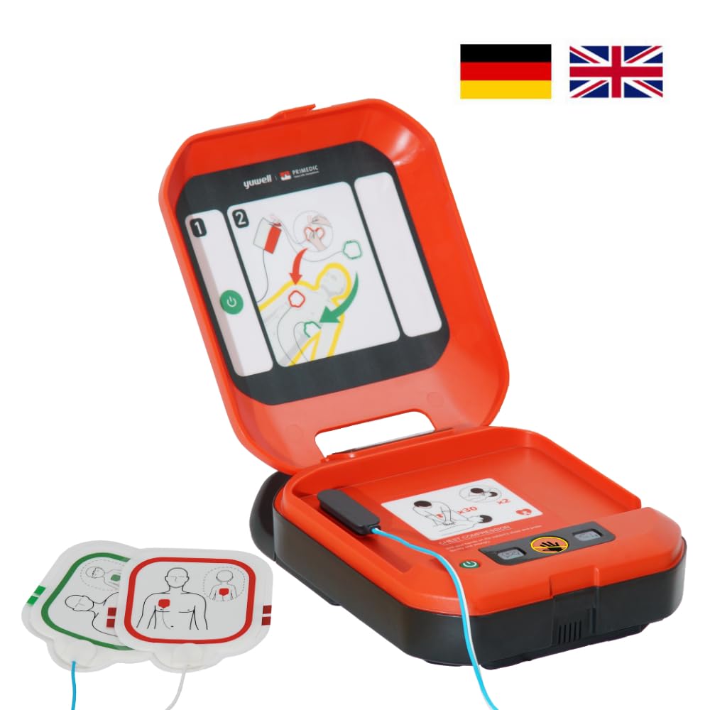 Kommunen Set, Primedic HeartSave YA, Erste Hilfe Defibrillator mit automatischer Schockabgabe (Made in Germany & 8 Jahre Herstellergarantie*) zzgl. Außenwandkasten