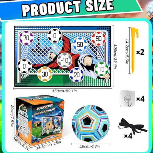 Image of The Game Factory Sticky Football Soccer Game Set for Kids | Indoor Outdoor Target Kick Game with 6 inch Adhesive Ball, Hooks, Stakes & Target Mat | Toys for Boys & Girls | Birthday Gift for Kids