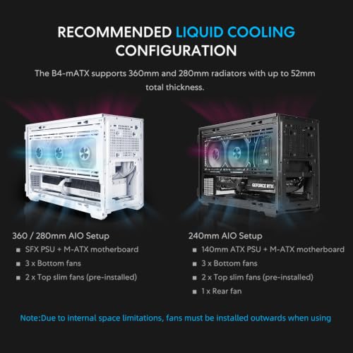Image of Lian Li B4-mATX 21.3L PC Case, 358mm GPU, 360 AIO, 2 Slim Fans, White Mesh | 2 Pre-Installed 120mm Slim Top Fans, Supports 360mm AIO, 140mm ATX PSU, Horizontal /Vertical Setup, Small Form Factor (B4W)