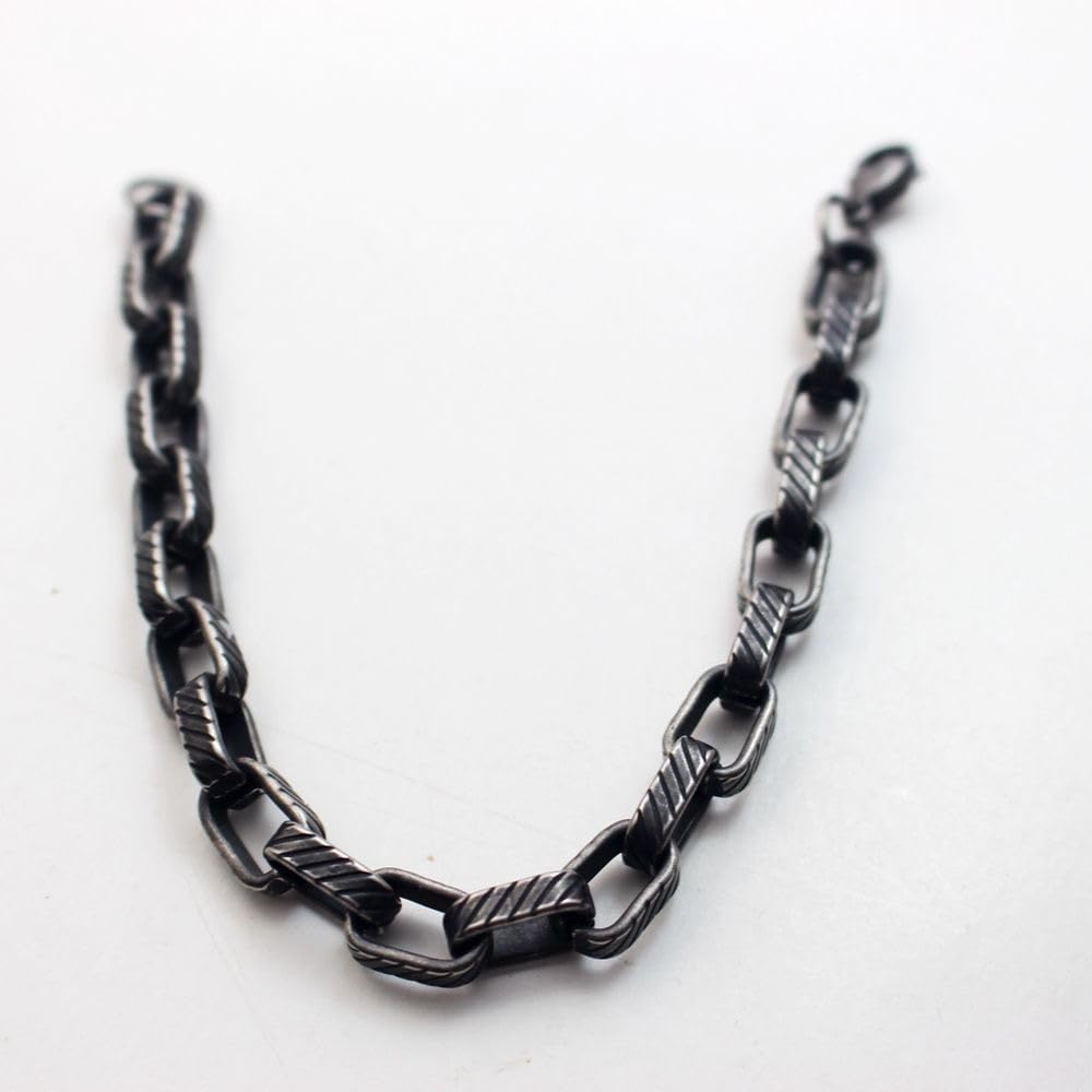 Retro Inspired Textured Link Bracelet Unique Grooved Design with Secure Lobster Claw Clasp,210mm(8.27 inch)