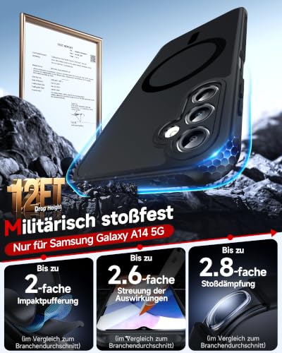 LeYi für Samsung Galaxy A14 5G Hülle für Magsafe mit 2X Panzerglas-Schwarz – Ansicht 5