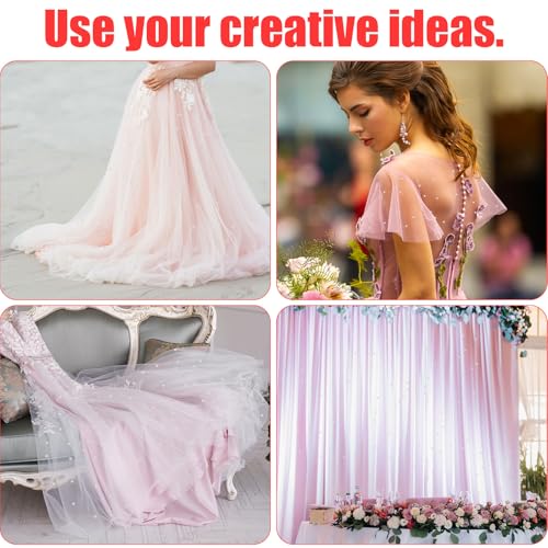 Pearl Table Runner, 118.11x35.43in Pearl Lace Tablecloth Soft Pearl Tulle Fabric Table Decorations for Bridal Shower Birthday Party Wedding Arch(Pink) - Cosy Home Interiors Pearl Table Runner, 118.11x35.43in Pearl Lace Tablecloth Soft Pearl Tulle Fabric Table Decorations for Bridal Shower Birthday Party Wedding Arch(Pink) - Image 6