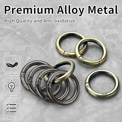 Image of Gkeygo Key Ring Clip, 1 Inch Keychain Rings, 8 Pack Round Carabiner Clip for Keys, Buckle, Bags, Purses - Key Chain Hooks Replacement Keychains Lanyard DIY Crafts - Black, Bronze