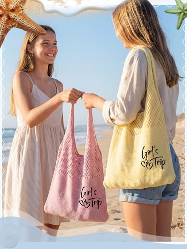 Patelai 4 Piezas Bolsas Tote de Malla Bordadas para Playa miniatura 4