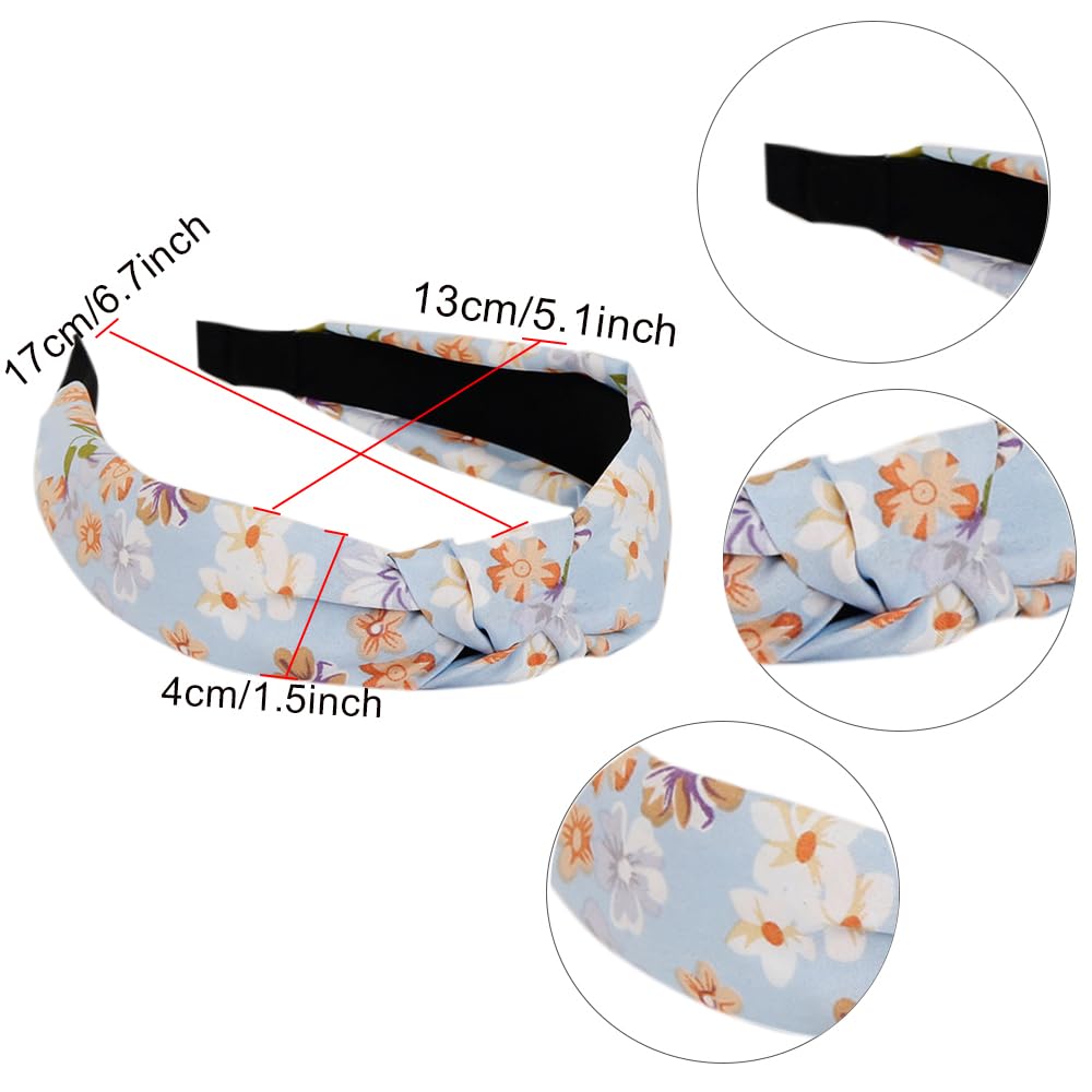 MIQIQAO Headbands for Women Alice Bands Mixed Printed Fabric Hair Band Adult Women Hair Bands Fashion Headbands Knot Hair Accessories (6lanhua) - Image 3