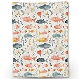 Ti Caldi Watercolor Fish Blanket | Soft Warm Fuzzy Lightweight Flannel Throw Blanket Perfect for Couch, Bed, Decor, Travel & Outdoor Use, Cozy Blankets for Adults Kids Women Girls 60×50 in