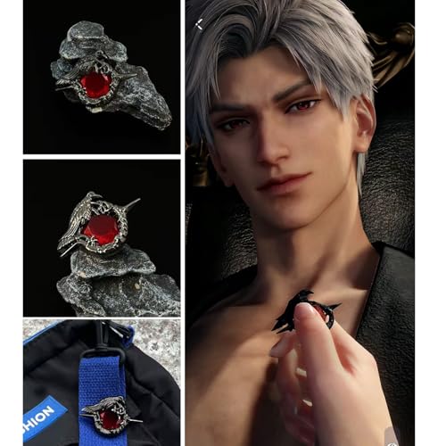 Love and deepspace Sylus game Qin che N109 zone dark point alloy ruby crow brooch jewelry accessories pins badges props3