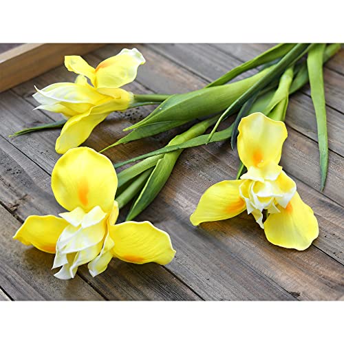 6-Long-Stem-Real-Touch-Artificial-Lemon-Yellow-Irises–Realistic-Faux-Flowers-for-Home-Decor-Wedding-Bouquets-Centerpieces-Floral-Arrangements 6 Long Stem Real Touch Artificial Lemon Yellow Irises–Realistic Faux Flowers for Home Decor Wedding Bouquets Centerpieces Floral Arrangements