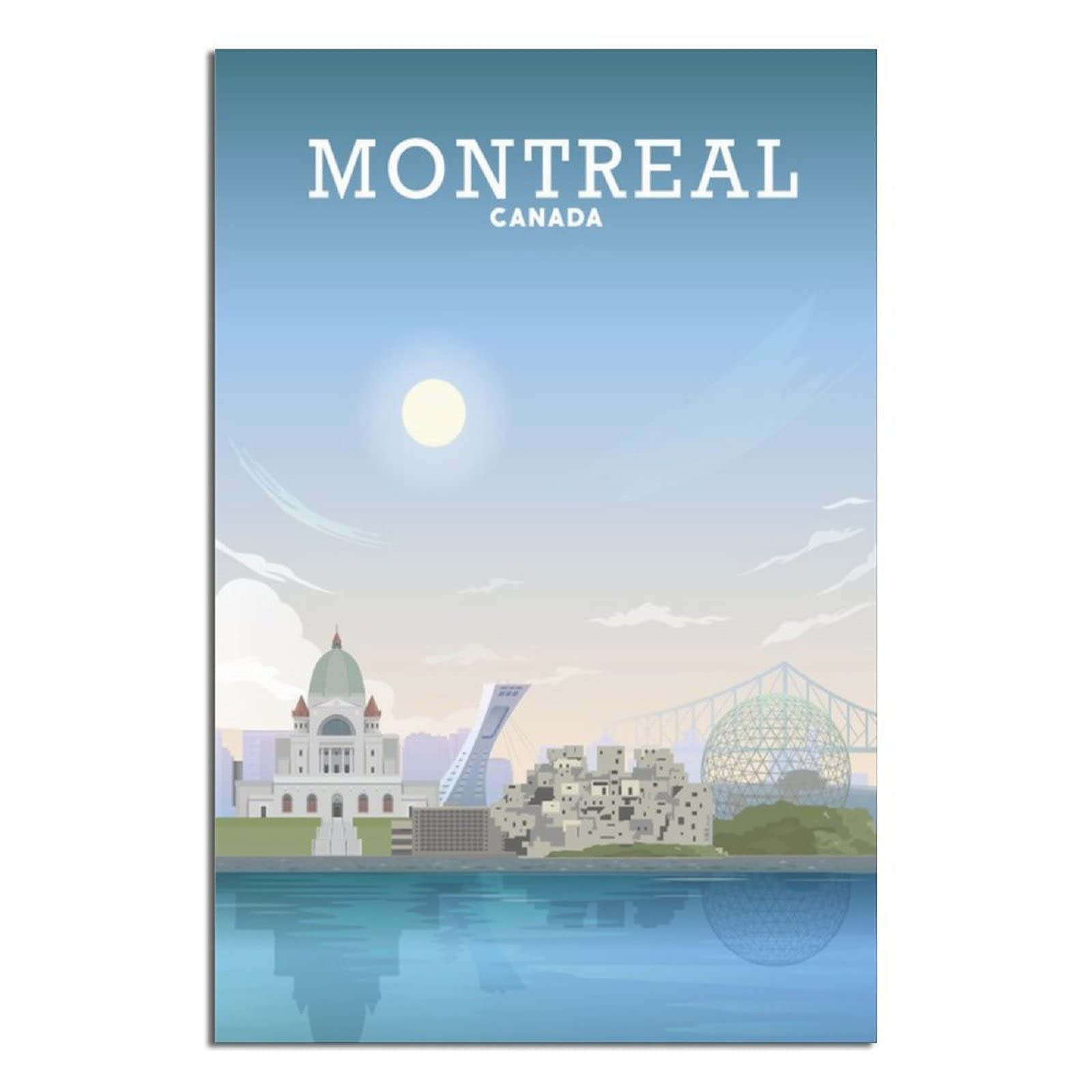 shgwehh Metal Tin Sign Montreal Quebec Skyline Vintage Travel Tin Sign Vintage Rustic Decor Cave Coffee Shop Bar Bedroom Home Wall Decor Nostalgic Tin Sign 20x30CM