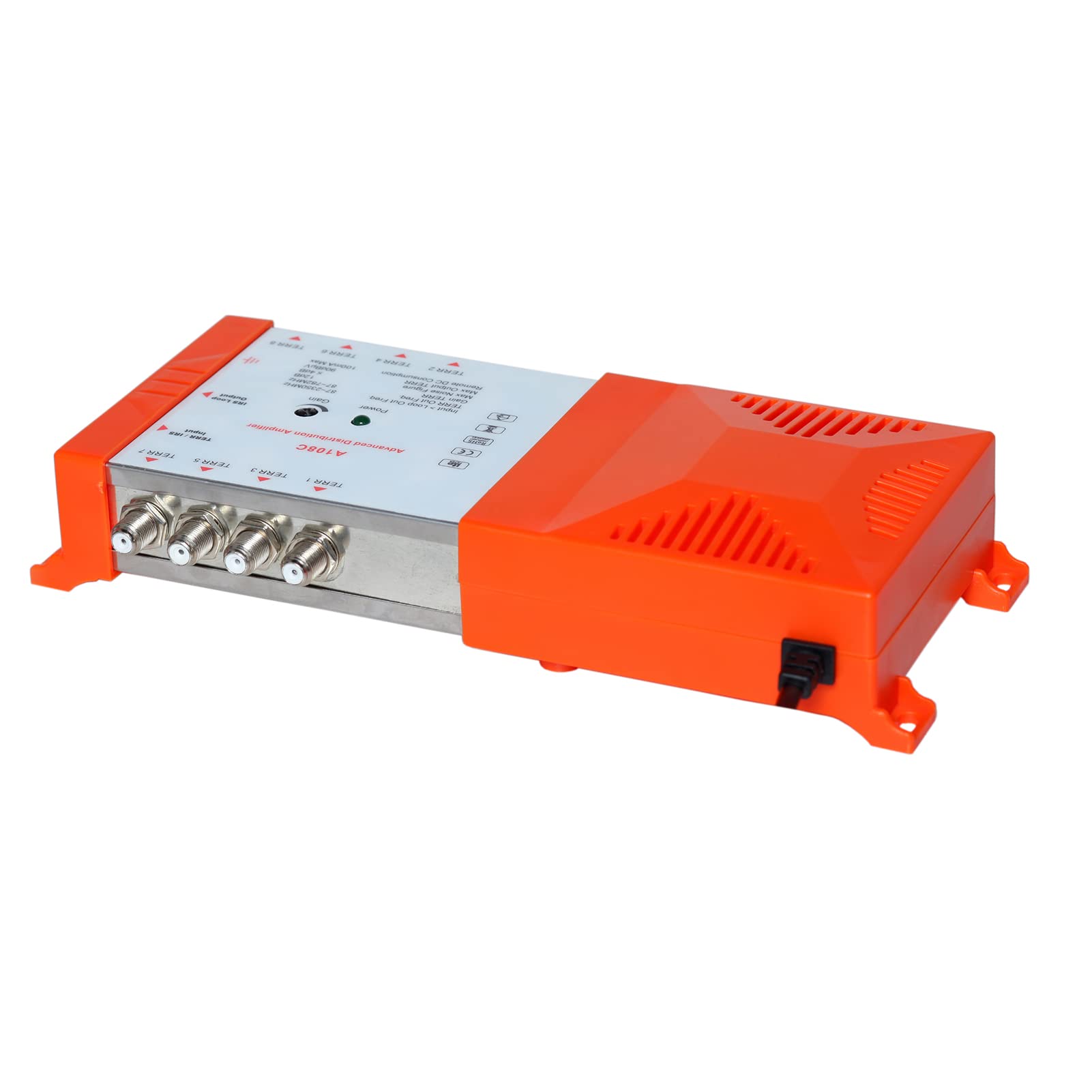 HUIOP Amplificatore di distribuzione professionale a 8 vie con TV terrestre loop-through IRS e amplificatore di distribuzione radio 87-2350 MHz Antenna TV Ripetitore di segnale A basso rumore Alto gua