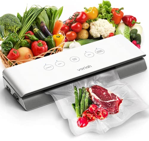 Vacuum Sealer Machine, voriah Food Vacuum Sealers with Automatic Vacuum Air Sealing System, Touch Control Air Sealer Machine with 10Pcs Seal Bags for Sous Vide and Dry & Moist Food Preservation