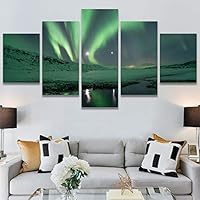 SIGNWIN 5 Panel Canvas Wall Art Astronomy & Space Contemporary Cosmic Dramatic Green Group Photography Realism Ultra for Home Decorations Ready to Hang - 60