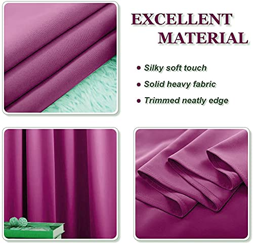 Image of JUPON Energy Saving Extra Wide Blackout Curtains for Bedroom with 3 Layers Weaving Technology, Set of 2 (54 x 108 inch - Navy)