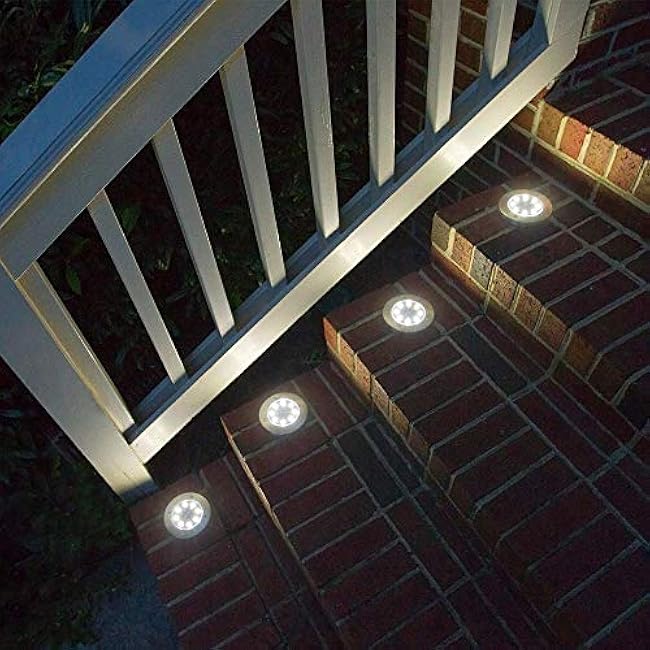 Aogist Outdoor Solar Ground Lights, 8 LED Waterproof Garden Disk Lights In-Ground Landscape Lighting for Lawn Patio Pathway Yard Deck Walkway (White, 8 Pack)