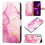 COTDINFOR Compatible with iPhone 11 Wallet case for Women, iPhone 11 Case with Card Holder Luxury Leather with Kickstand Protective Case for iPhone 11 6.1 inch Marble Pink Purple