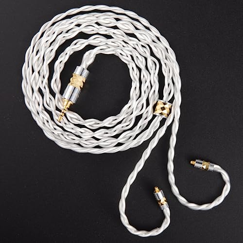 Image of IEM Braid High Silver Earphone Cable with 2PIN-0.78mm 4.4mm Balanced Replacement Cord for Oriolus, Audeze iSINE20, LCDi3, 64audio A12t, TIA RE2000, Legend X, Billie Vision, VE6, DUNU SA6 IEMs